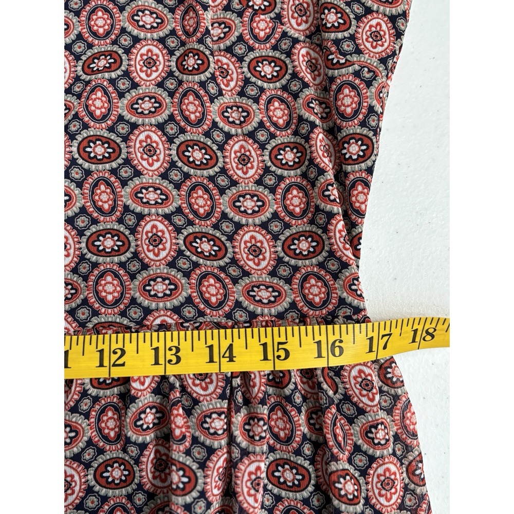 Sami + Dani Women's Large Orange Blue‎ Boho Chiffon Square Neck Sleeveless Dress - Picture 13 of 16